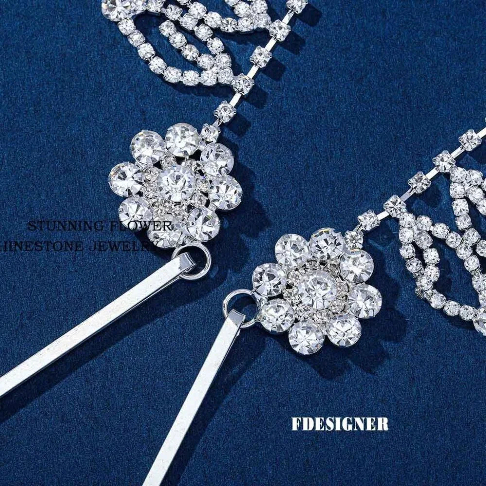 Rhinestone Head Chain Silver Boho Jewelry Wedding Bridal Hair Accessory - Picture 4 of 7